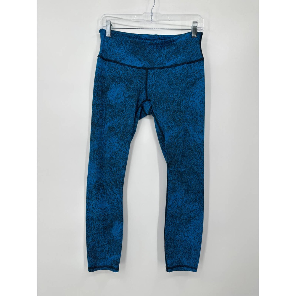 Lululemon Wunder Under Legging Luon Spray Jacquard Shocking Blue Black Size 8